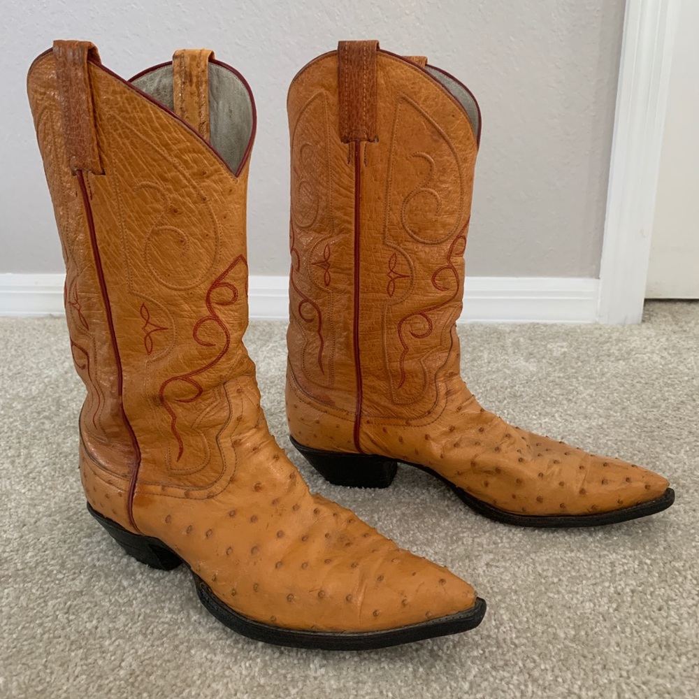 Rare Larry Mahan Full-Quill Ostrich Cowboy Boots